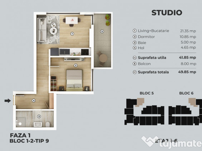 Apartament Garsoniera tip Studio