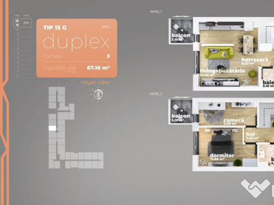 Duplex 3 camere Piata Sudului 67.16 mp utili