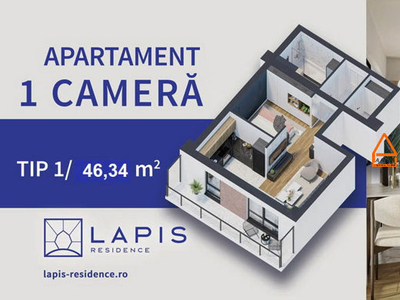 Apartament 1 camera - 46 mp - Direct de la Dezvoltator - LAPIS Residence , Galata