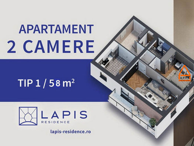 Apartament 2 camere - 58 mp - Direct de la Dezvoltator - LAPIS Residence , Galata