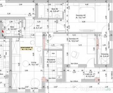 Apartament 3 camere cu CF la zi sup.61 mp, etaj 1,lift garaj