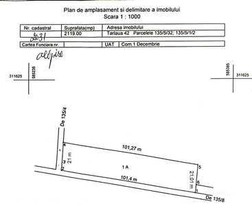Teren intravilan 2100 mp Com. 1 Decembrie