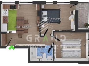 OPORTUNITATE!Apartament semifinisat cu 3 camere,55 mp,balcon,zona Terra!