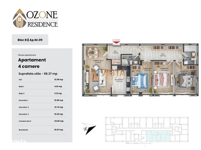 Ozone Residence, Apartament 4 camere, 98 mp utili, Tractorul