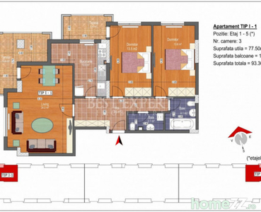 Titan-Theodor Pallady Apartament 3 camere 2 Bai Suprafata Ge