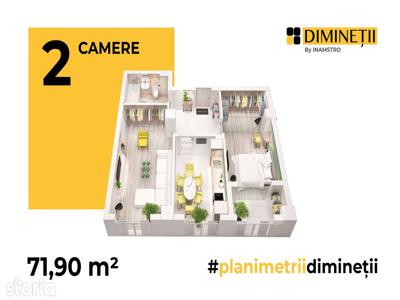 Apartament 2 camere, 61.6 mp