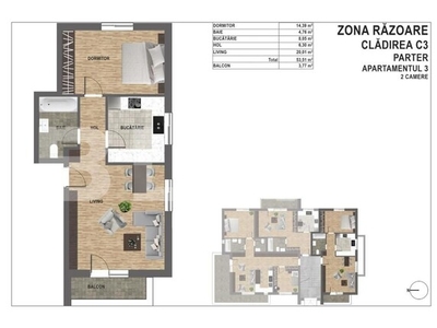 Apartament de 2 camere finisat, ansamblu privat, orientare sudica, zona Vivo