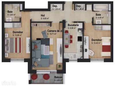 Apartament cu 3 camere