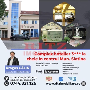 NOU IN PIATA! Complex hotelier de 3*** LA CHEIE in centrul Mun. Slatina !