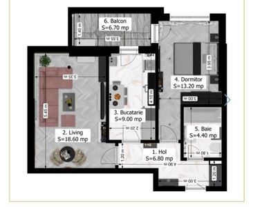 Apartament 2 camere 57mp,balcon 12mp, bloc nou, Scala Frunzisului