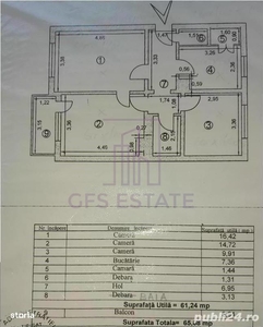 Apartament de vanzare cu 3 camere|tiglina 1|centrala proprie