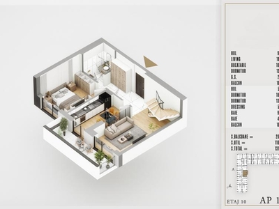 Duplex, 4 camere, etaj 10 si 11, an 2025 | incalzire in pardoseala (ID: 140A)