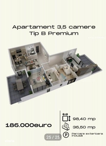 Apartament 3 camere, 93 mp, imobil tip casa, zona Parcul Rozelor