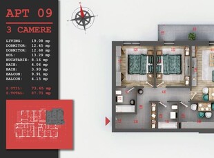 AP. 3 CAM INCALZIRE PARDOSEALA / BLOC P+3 / PARC TEILOR-COMISION 0%!