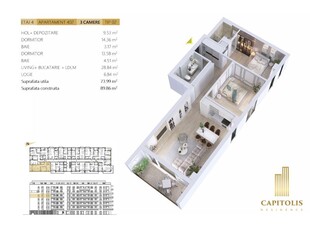 Apartament cu 3 camere, etaj 4, Capitolis Residence