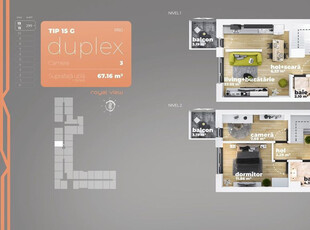 Duplex 3 camere Piata Sudului 67.16 mp utili