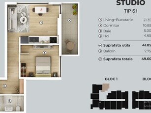 Apartament 2 camere Ilfov 2cam studio/ 5min metrou Berceni Direct dezvoltat