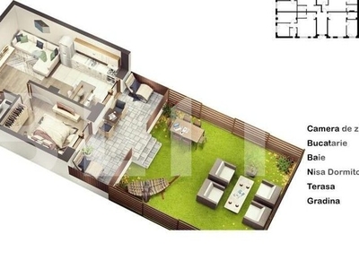 Apartament 2 camere, gradina 41 mp, terasa, Zona Stejarului!
