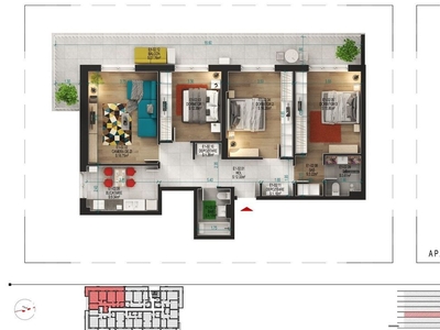 Apartament 3 camere cu terasă generoasă, parcare, zona Vivo!