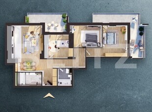 Apartament de 4 camere, 99.78 mp, semifinisat, Cartier Iris