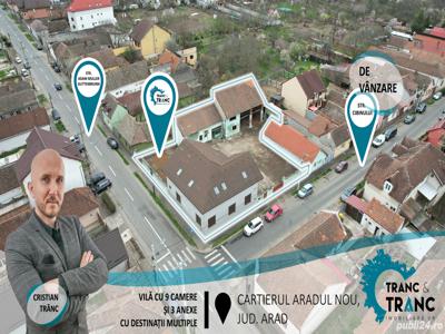PREȚ REDUS: Birou / Vila / Gradinita / Clinica / Azil cu 9 camere si 3 anexe in curte in Aradul nou