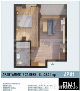 Apartament 2 camere, 38mp utili, bloc nou, Calea Moldovei