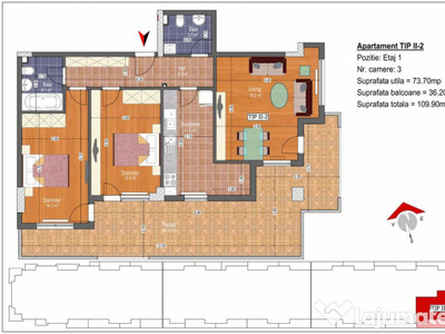 Apartament 3 camere cu terasa