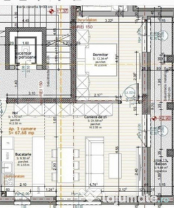 Apartament de 3 camere, 67,68 mp, Calea Moldovei