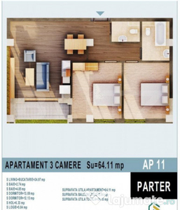 Apartament de 3 camere, bloc nou, Calea Moldovei!