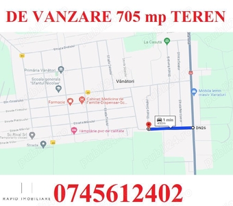 De Vanzare 705 Mp Teren Intravilan Vanatori - Canalizare - Gaze - Electricitate - Aproape de Oras