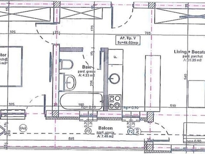 Apartament cu 2 camere, semifinisat, 46 mp, zona Apahida