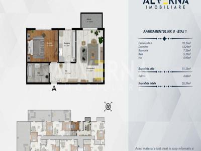 COMISION 0% Apartament 2 camere | 51.33mp + balcon | *parcare | Baciu