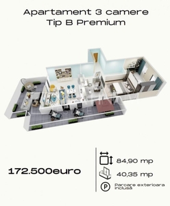 P4300 Apartament cu 3 camere NOU, zona Torontalului