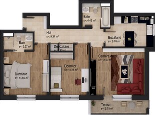 Apartament cu 3 camere Casa Nobel