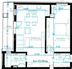 Apartament 2 camere, semidecomandat, 53mp utili, zona Aradul