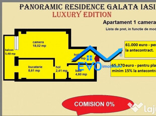 Apartament 1 camera, 43,58 mp, decomandat, de in Galata Ias