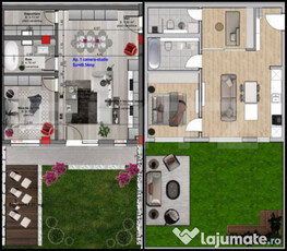 Apartament 2 camere, 50 mp, gradina 45 mp, garaj, zona Dumi