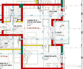 Apartament cu 2 camere, finisat, 47 mp utili, etaj I, zona E