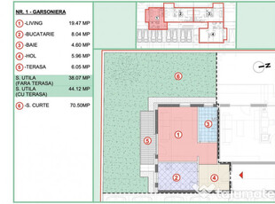 Garsoniera, 70 mp curte proprie, bloc finalizat, aproape STB