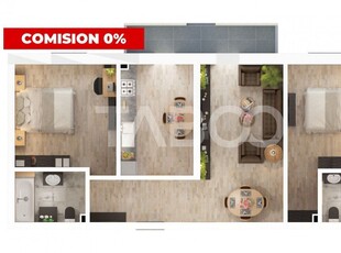 0% Comision Apartament in SIBIU cu 3 camere balcon si loc de parcare