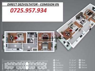 Apartament 3 camere 96 mp utili - Metrou Berceni
