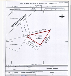 Corbeanca/ Petresti/ Teren intravilan 1518 mp