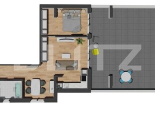 Apartament 2 camere, 54 mp, terasa generoasa, etaj intermediar, zona Vivo Mall