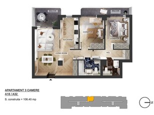 Apartament 3 camere Ilfov Apartament 3 camere Pipera Plaza 2 Terase Bloc