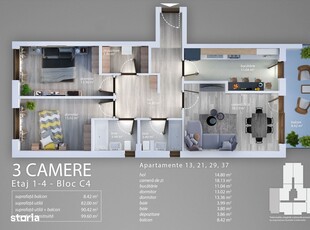 Apartament 3 camere finalizat in Mamaia de vanzare