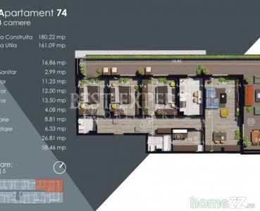 Apartament 4 camere cu terasa 58 mp Incalzire in pardoseala