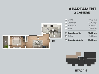 Vanzare Apartament cu 2 camere zona Giurgiului