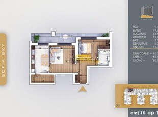 Apartament 2 camere Bucatarie Inchisa cu Debara Metrou Teclu