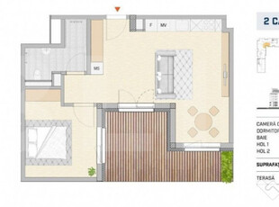 Apartament 2 camere finisat lux, terasa, SEMICENTRAL