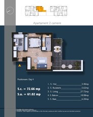 Apartament tip Studio cu terasa// Incalzire In Pardoseala